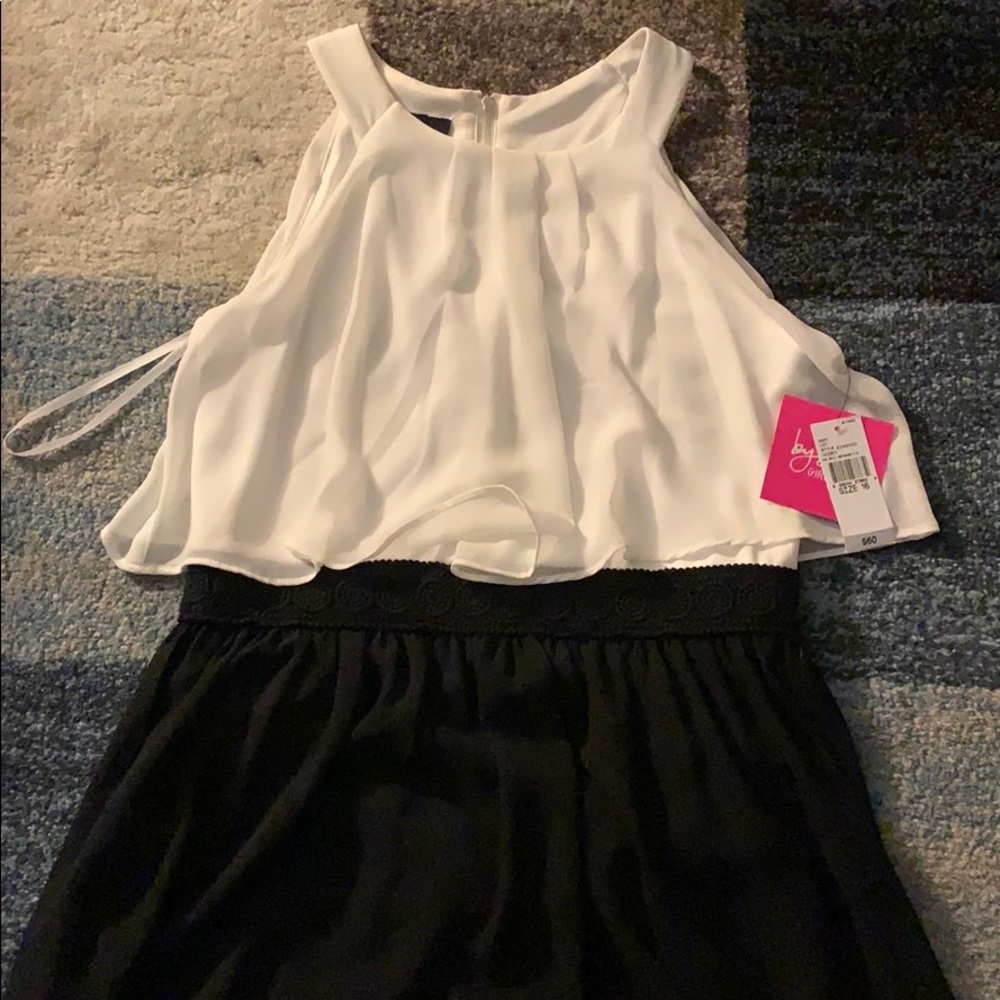 By & By Girl Black & White Dress - Knee Length
